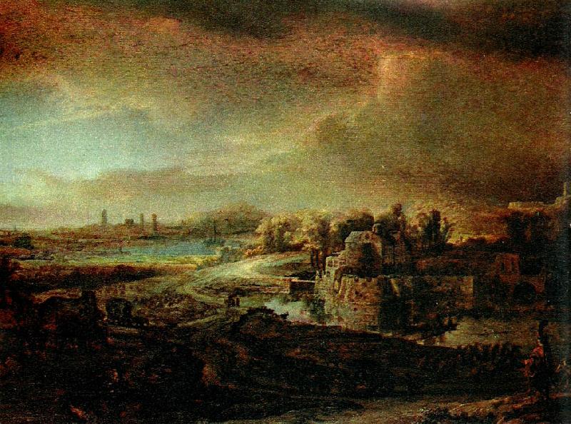 REMBRANDT Harmenszoon van Rijn landskap med diligens china oil painting image